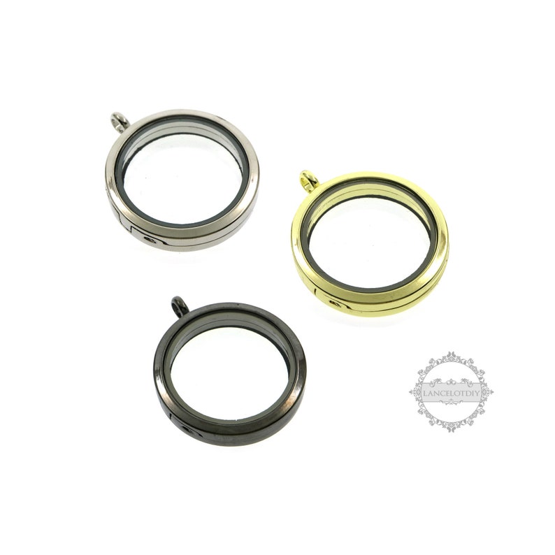 35mm Goldsilvergun Black Color Alloy Round Photo Locket Etsy - image 0