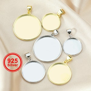 Round Bezel Settings for Mother Milk Resin Gold Plated Solid 925 Sterling Silver Pendant Charm DIY Supplies 1411274