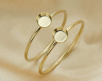 4MM Round Breast Milk Keepsake Resin Cup Ring Settings,14K Gold Filled Ring Bezel,Solid Back DIY Ring 1215038