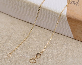 0.8MM Solid 18K Yellow Gold Necklace,Au750 Necklace,18K Gold Cable Necklace,DIY Necklace Chain Supplies 1315029