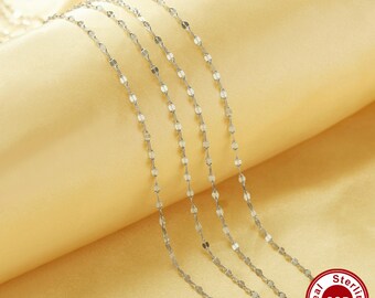 Sequin Chain Necklace,Solid 925 Sterling Silver Necklace,Simple Sequin Necklace,DIY Necklace Supplies 16''+2'' 1322073