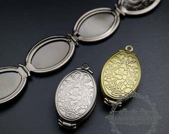 5pcs 20x30mm antiqued silver,bronze plated brass bird flower engraved vintage style oval photo locket pendant charm DIY 1121047