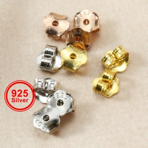 4MM Studs Earrings Back Rose Gold Plated Solid 925 Sterling Silver DIY Earrings Supplies 1706084