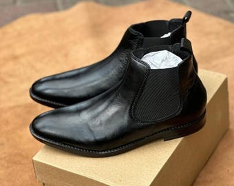 Chelseaboots volnerfleer voor heren | Zwarte enkellaarzen, handgemaakt Ceylon Noir