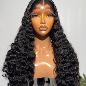 24” Raw Deepwave Curls Wig | 300g Super Double drawn Human Hair, | Glueless Swiss Lace wig