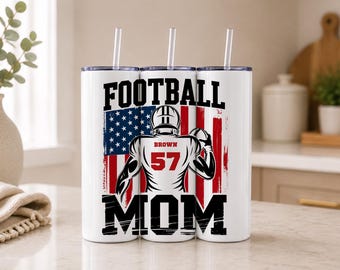 Personalized Football Mom Tumbler | Custom Player Game Day Cup