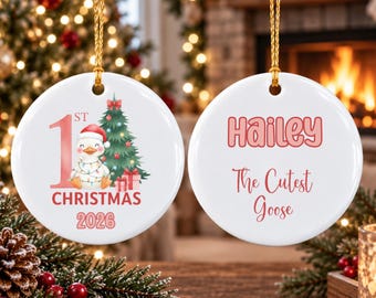 Baby's 1st Christmas Ceramic Goose Ornament | Custom Christmas Tree Ornament