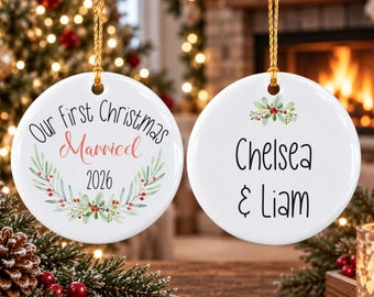 First Christmas Married Ornament | Custom Wedding Christmas Ornaments