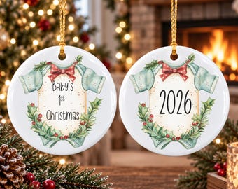 Baby's 1st Christmas 2026 Ceramic Keepsake Ornament | Double-Sided Design