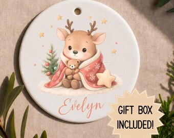 Custom Christmas Tree Ornament | Personalized Baby Reindeer Christmas Ornament