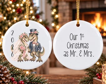 Our First Christmas Ornament 2026 | Ceramic Dinosaur Ornament for Couples | Couples Gifts Idea
