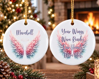 Personalized Memorial Christmas Ornaments | Angel Wing Ornament