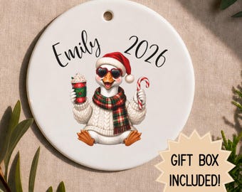 Personalized Goose Ornament | Ceramic Christmas Ornaments for Kids