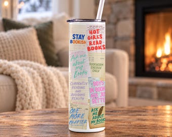 Library Card Book Tumbler (20oz) | Book Lover Present for Her