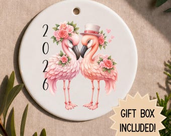 Flamingo Christmas Ornament for Couples 2026 | Wedding Ornaments | Couples Gifts Idea