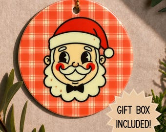 Retro 1950's Santa Ornament | Vintage-Style Santa Claus Christmas Ornament