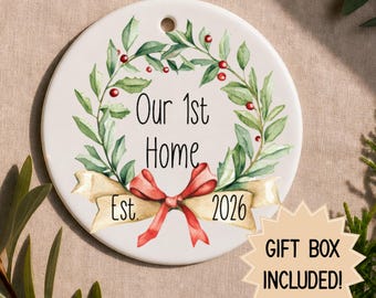 Ceramic 1st Home Ornament 2026 | New Home Christmas Ornament (Optional Personalization!) | Couples Gifts Idea