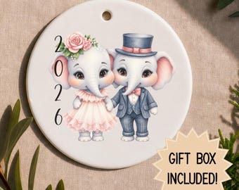 Elephant Christmas Ornament for Couples 2026 | Sweet Elephant Gift | Couples Gifts Idea