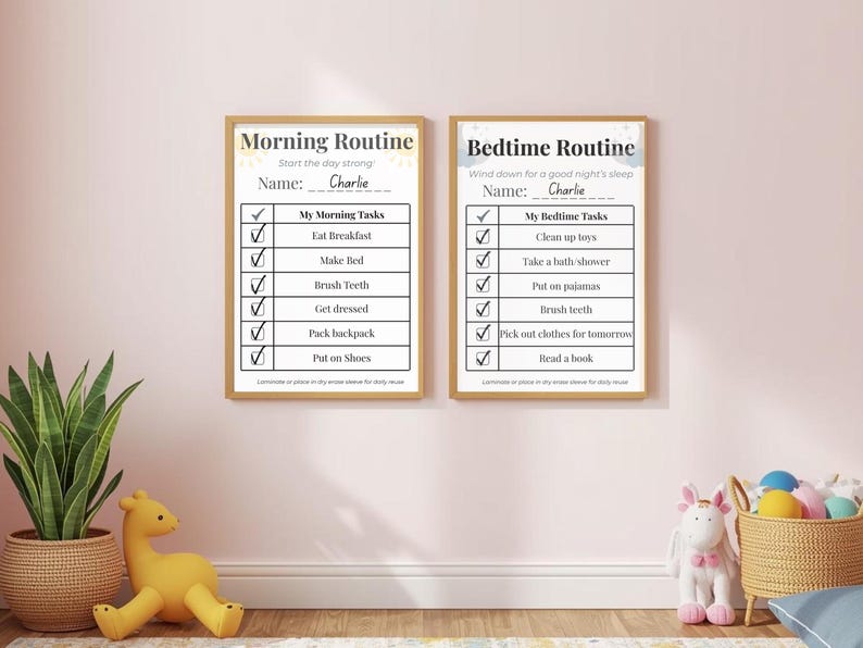 Toddler Daily Routine Bundle Printable | Morning & Bedtime Charts for ...