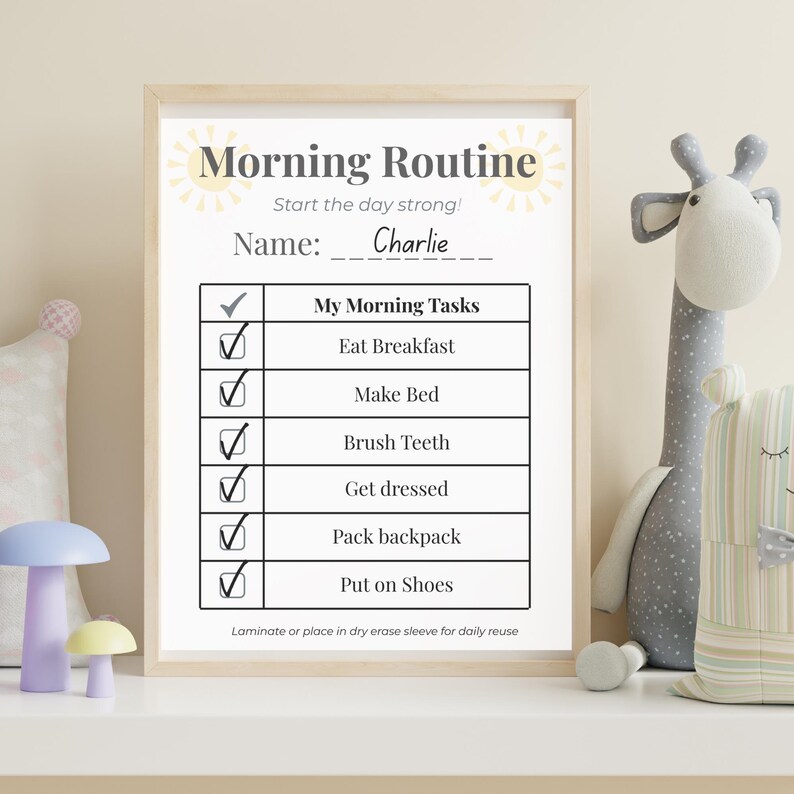 Kids Morning Routine Chart Printable | Daily Routine Checklist for Kids ...