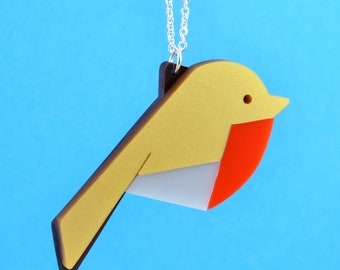 Robin necklace - cute robin bird necklace