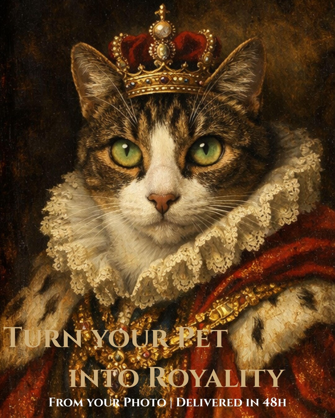 Custom Renaissance Pet Portrait – Royal King or Queen – Digital ...
