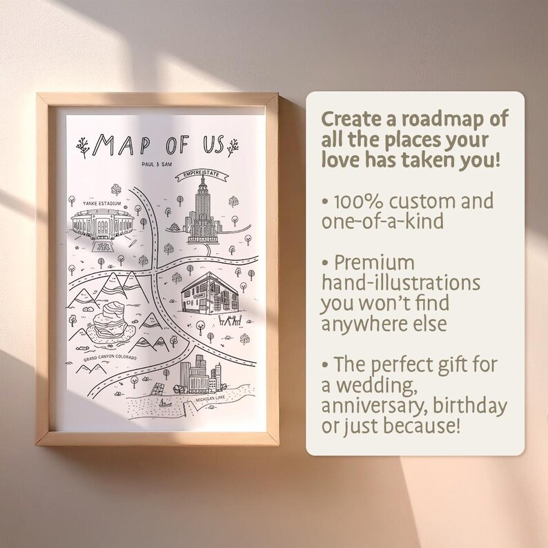 Map of Us | Personalized Love Story Map | Custom Couple Location Print ...