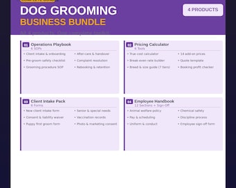 Dog Grooming Business Bundle, Pet Groomer Startup Kit, Editable Grooming Templates, Dog Salon Forms, Mobile Grooming Business Pack
