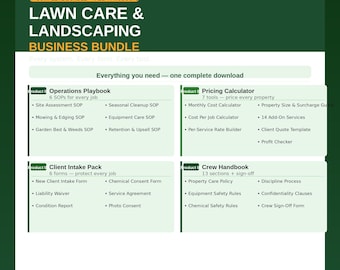 Lawn Care Bundle, Lawn Care Business Kit, Landscaping Business Templates, Lawn Care Starter Pack, Lawn Business Forms