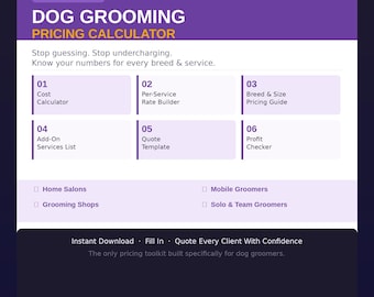 Dog Grooming Price List, Pet Grooming Quote Form, Editable Service Menu, Groomer Pricing Guide, Mobile Groomer Rate Sheet