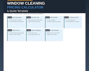 Window Cleaning Pricing, Window Cleaner Quote Form, Window Cleaning Rate Guide, Window Clean Templates, Window Cleaner Forms