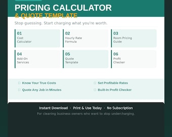 Cleaning Business Quote Template, Pricing Guide, How to Price Cleaning Jobs, Editable Estimate Form, Maid Service Invoice