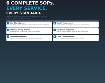 Pool Service Playbook, Pool Cleaning SOP, Pool Technician Guide, Pool Maintenance Templates, Pool Business Forms
