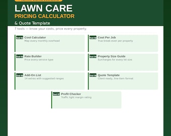 Lawn Care Pricing, Lawn Care Quote Template, Landscaping Price Guide, Lawn Care Business Forms, Lawn Service Quote