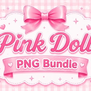 Rosa Puppe Png, Prinzessin inspiriert Bündel, Rosa Glam Girl Clipart-Pack, Modepuppe Party Grafiken, niedliche Girly Aufkleber PNG, Sublimationsdesign