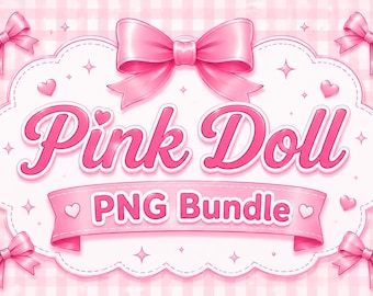 Pink Doll Png, Princess Inspired Bundle, Pink Glam Girl Clipart Pack, Fashion Doll Party Graphics,Cute Girly Stickers PNG,Sublimation Design