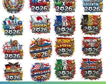 Imágenes PNG de equipos de fútbol de 2026, paquete PNG de la Copa Mundial 2026, selecciones nacionales de fútbol, logotipos de países de fútbol, EE. UU., Canadá, México, Copa Mundial de Fútbol