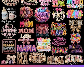 Pacote de PNGs para o Dia das Mães, Mãe de Fio Falso, Melhor Mãe de Sempre, Laço Coquette, Cuide da Sua Própria Maternidade, Mamãe Xadrez PNG, Camiseta Sarcástica sobre a Vida de Mãe PNG