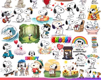 Snoopy Dog PNG Bundle, Snoopy Style Clipart, Cartoon Puppy Clipart, Cricut Silhouette, Comic Dog, Cute Puppy PNG, Digital Download