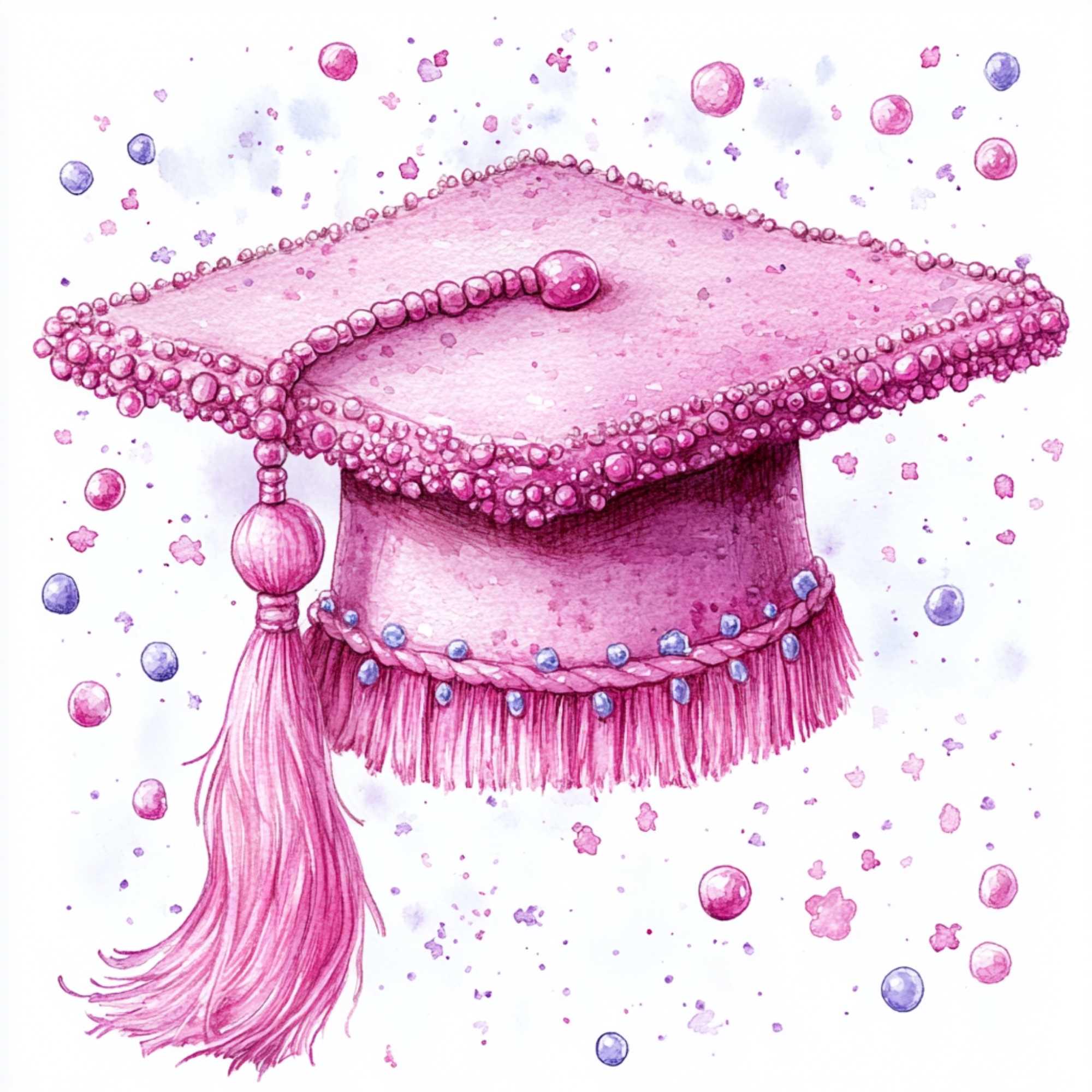 Class of 2026 Pink Graduation Clipart Bundle | Watercolor Grad PNG ...