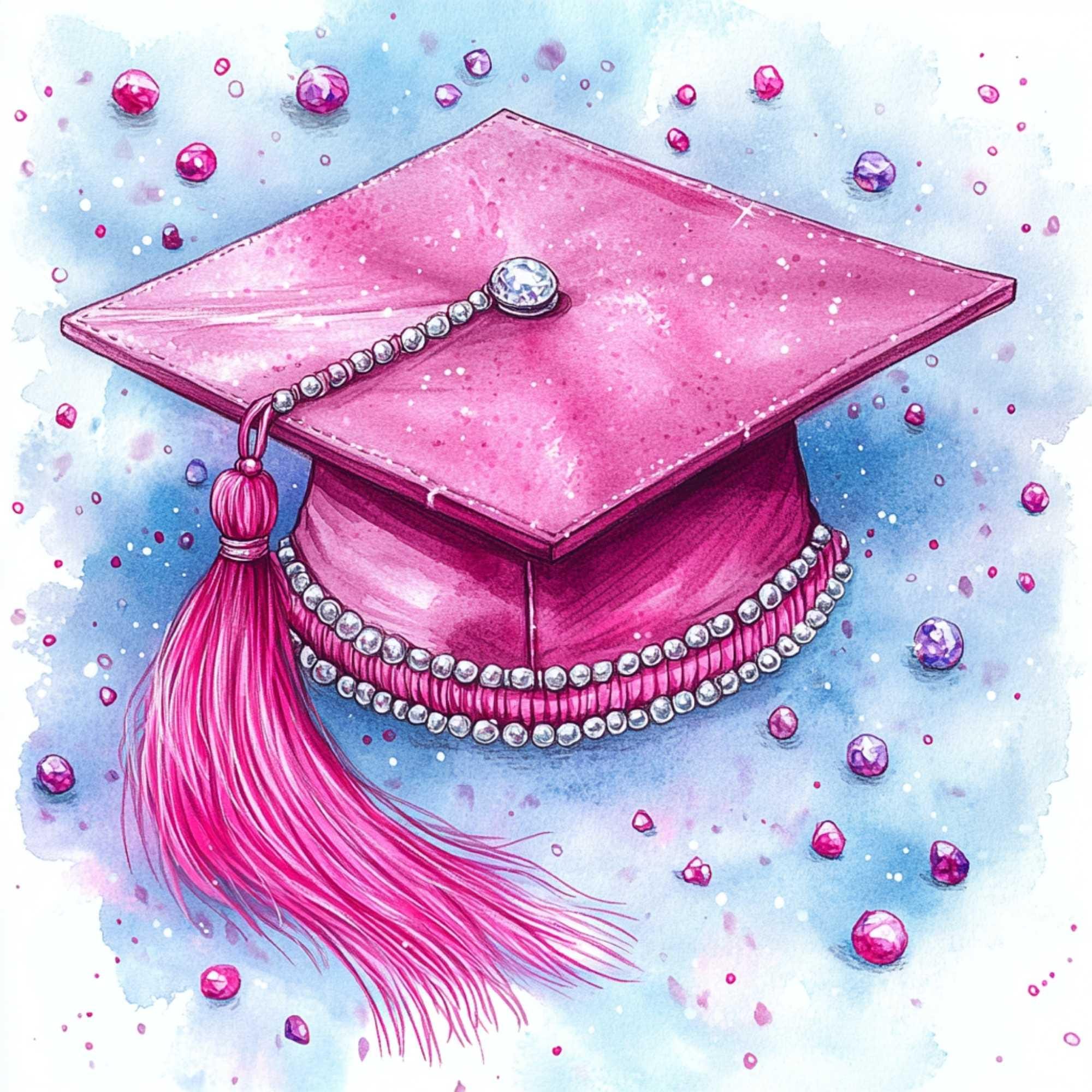 Class of 2026 Pink Graduation Clipart Bundle | Watercolor Grad PNG ...
