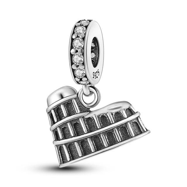 925 Sterling Silver Roman Colosseum Charm Fits Pandora Bracelets