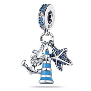 Beach Lighthouse Charm 925 Sterling Silver fits Pandora Bracelets