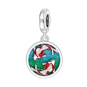 Koi Fish Pond Charm 925 Sterling Silver fits Pandora Bracelets