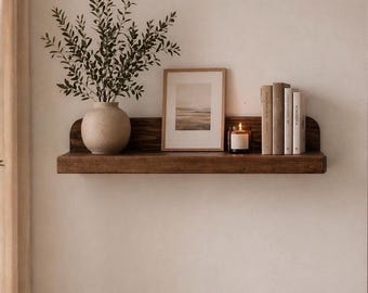 Estantería flotante decorativa de madera hecha a mano / Estantería de pared rústica moderna para recibidor / Estantería de decoración minimalista para el hogar