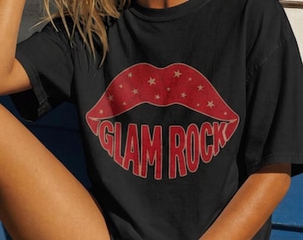 Glam Rock Vintage Lips T-Shirt | Retro Rock & Roll Graphic