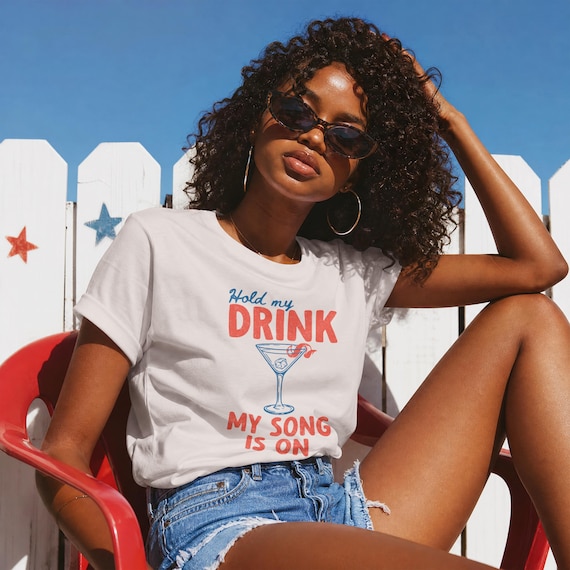 Hold My Drink My Song Is On T-Shirt | Karaoke Dance Floor Girls Trip