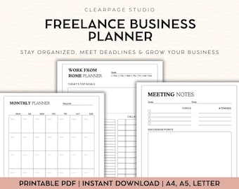 Freelance Business Planner | Weekly, Monthly, Daily Organizer (Printable PDF)