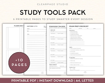 Complete Study System | Cornell Notes, Pomodoro Log, Flashcards (PDF Download)