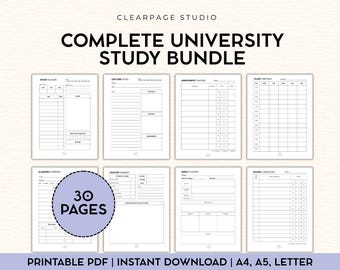 Complete University Study Planner Bundle | 30-Page Academic System (Digital Download)